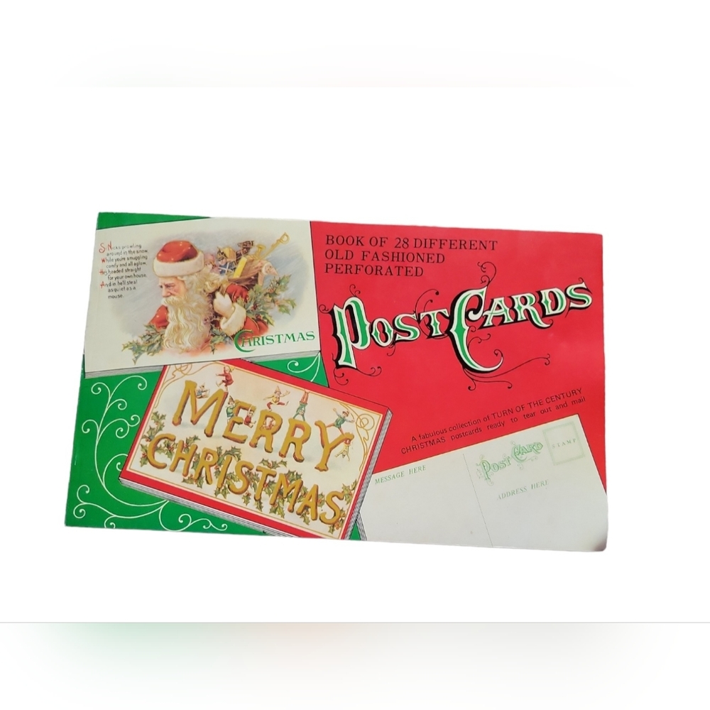 Vintage Christmas book of 28 perforated postcards